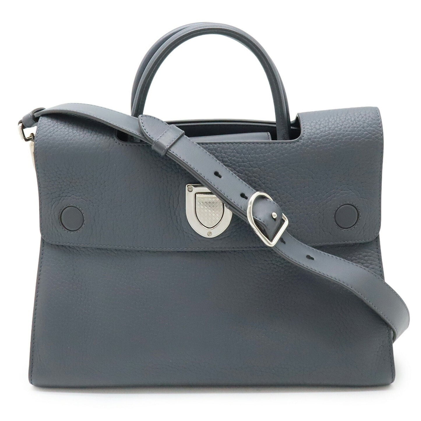 Christian Dior Gray Leather Handbag Shoulder Bag Tote Bag