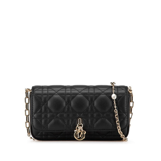 Christian Dior Black Leather Shoulder Bag Style 6