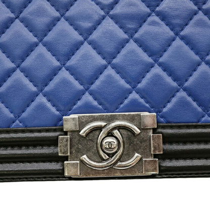Chanel Boy Chanel Chain Shoulder Lambskin Blue Black Seal A67086