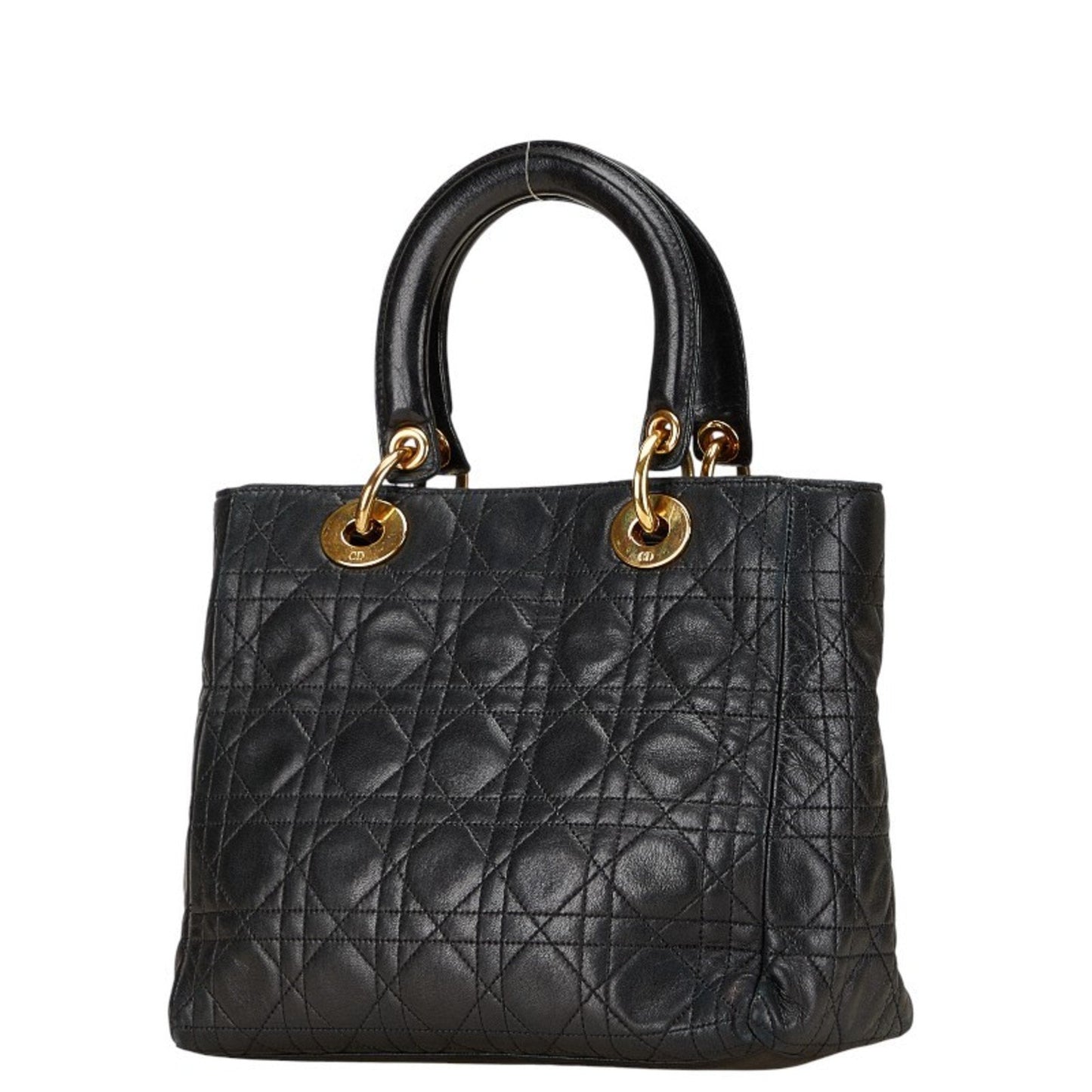 Christian Dior Lady Dior Black Leather Handbag Leather