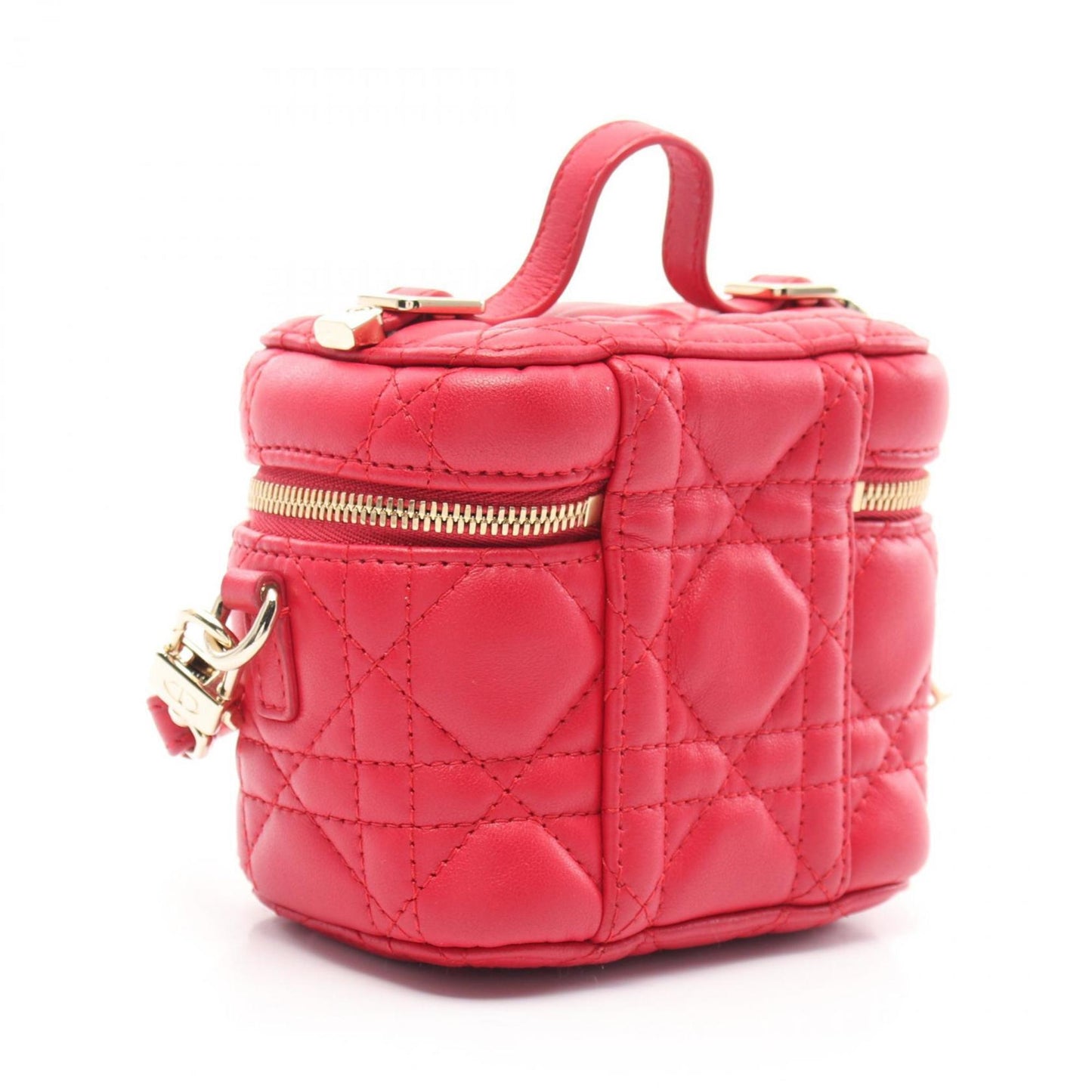 Christian Dior Lady Dior Red Color Leather Handbag Leather