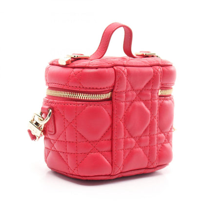 Christian Dior Lady Dior Red Color Leather Handbag Leather