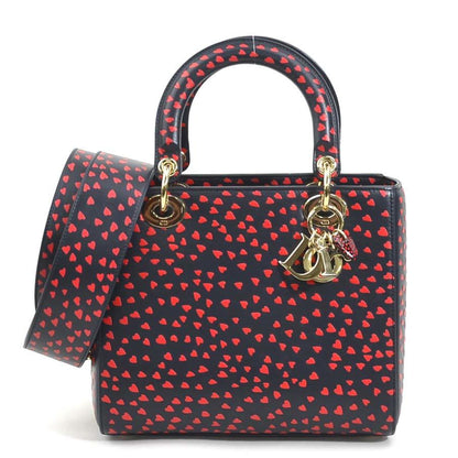 Christian Dior Navy Red Color Leather Handbag Shoulder Bag