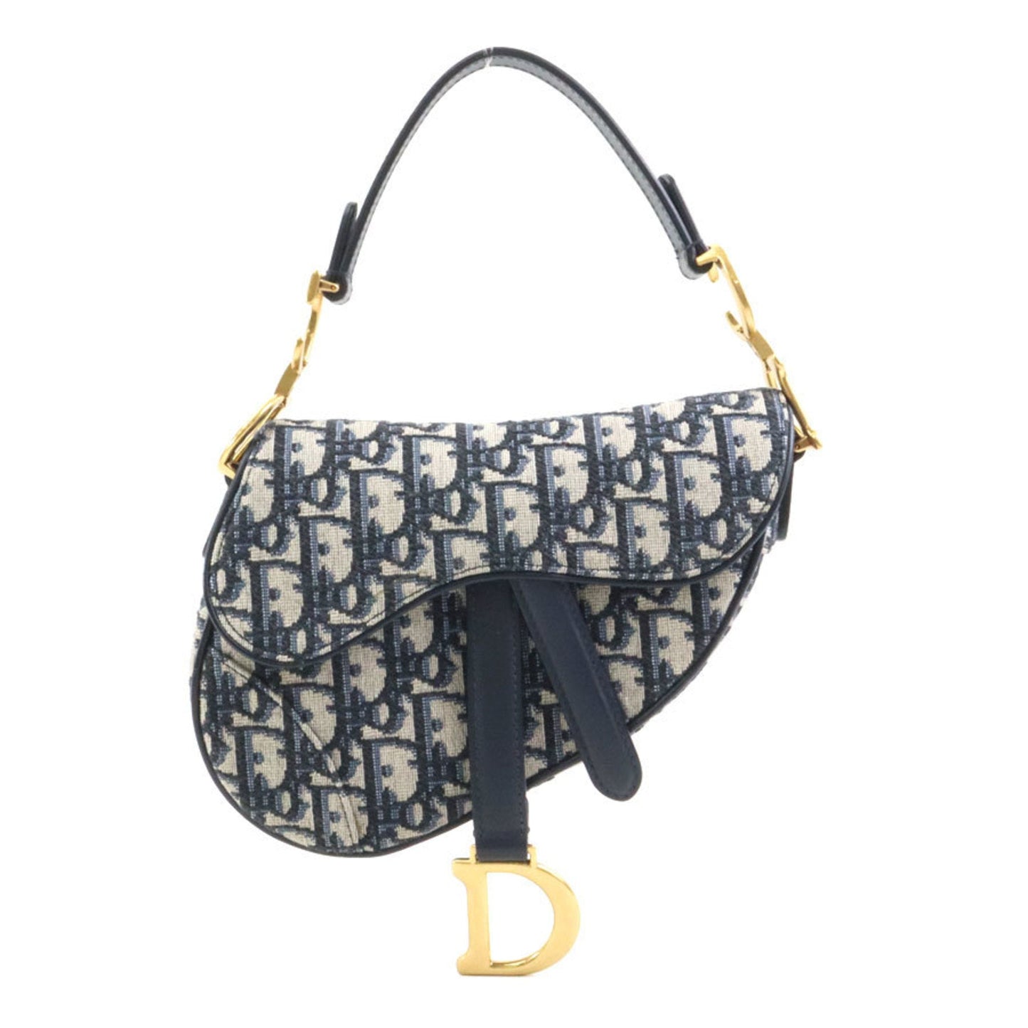Christian Dior Navy Canvas Handbag Saddle Bag