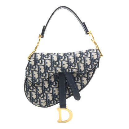 Christian Dior Navy Canvas Handbag Saddle Bag