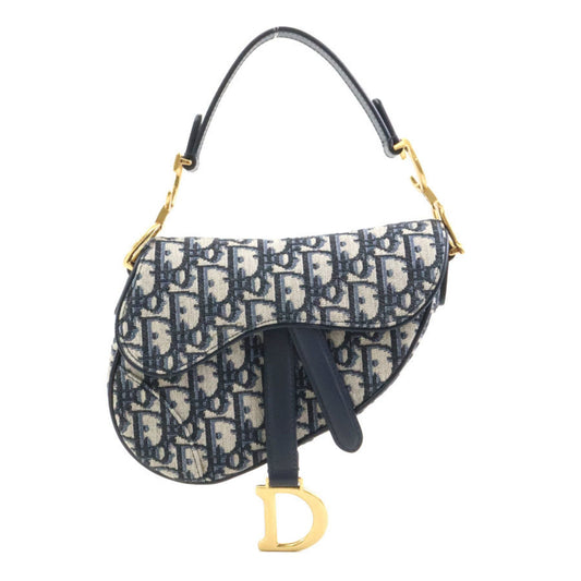 Christian Dior Navy Canvas Handbag Saddle Bag