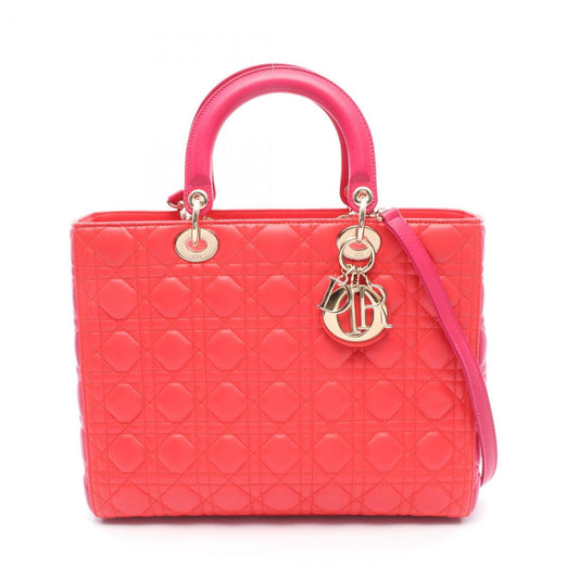 Christian Dior Pink Red Color Leather Handbag