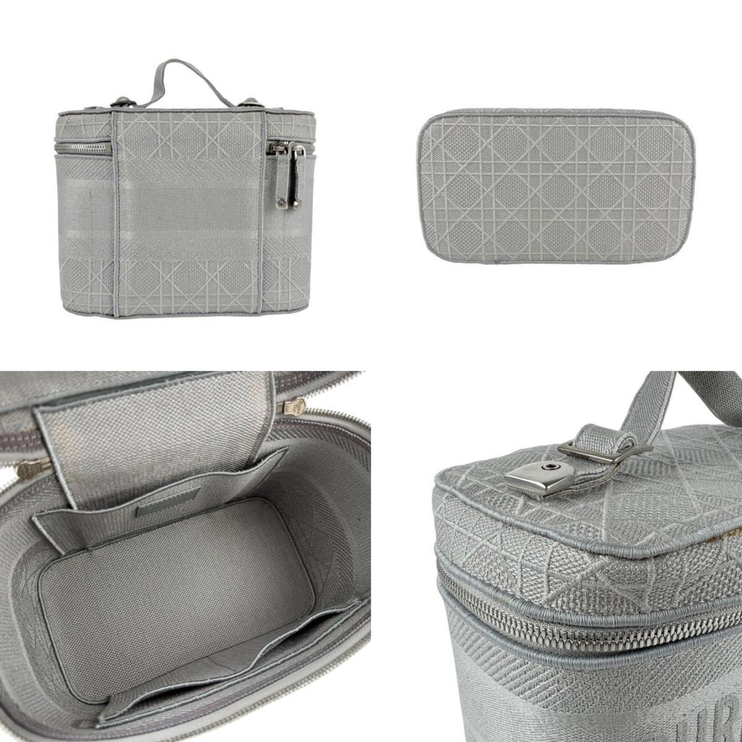 Christian Dior Gray Canvas Handbag Vanity Bag