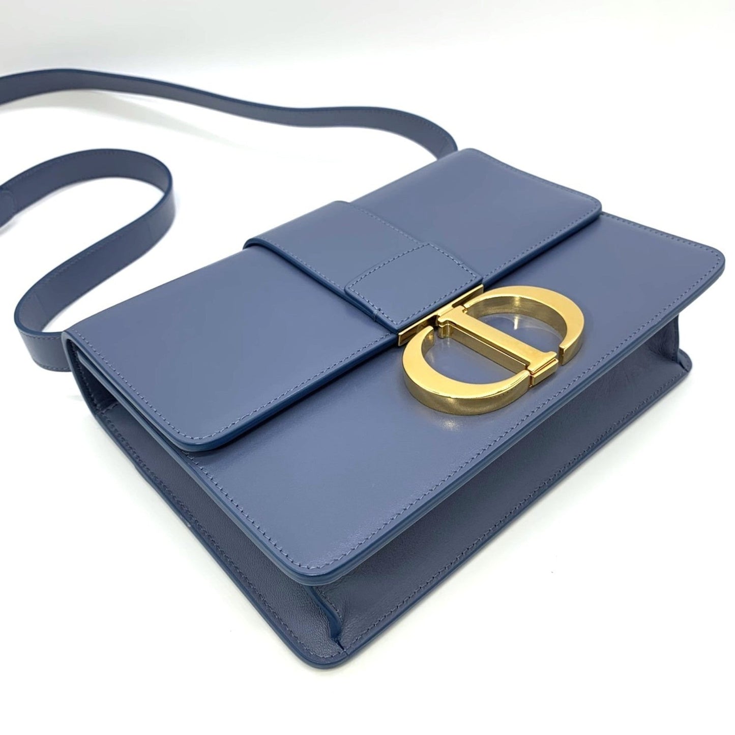Christian Dior Blue Leather Shoulder Bag Style 10