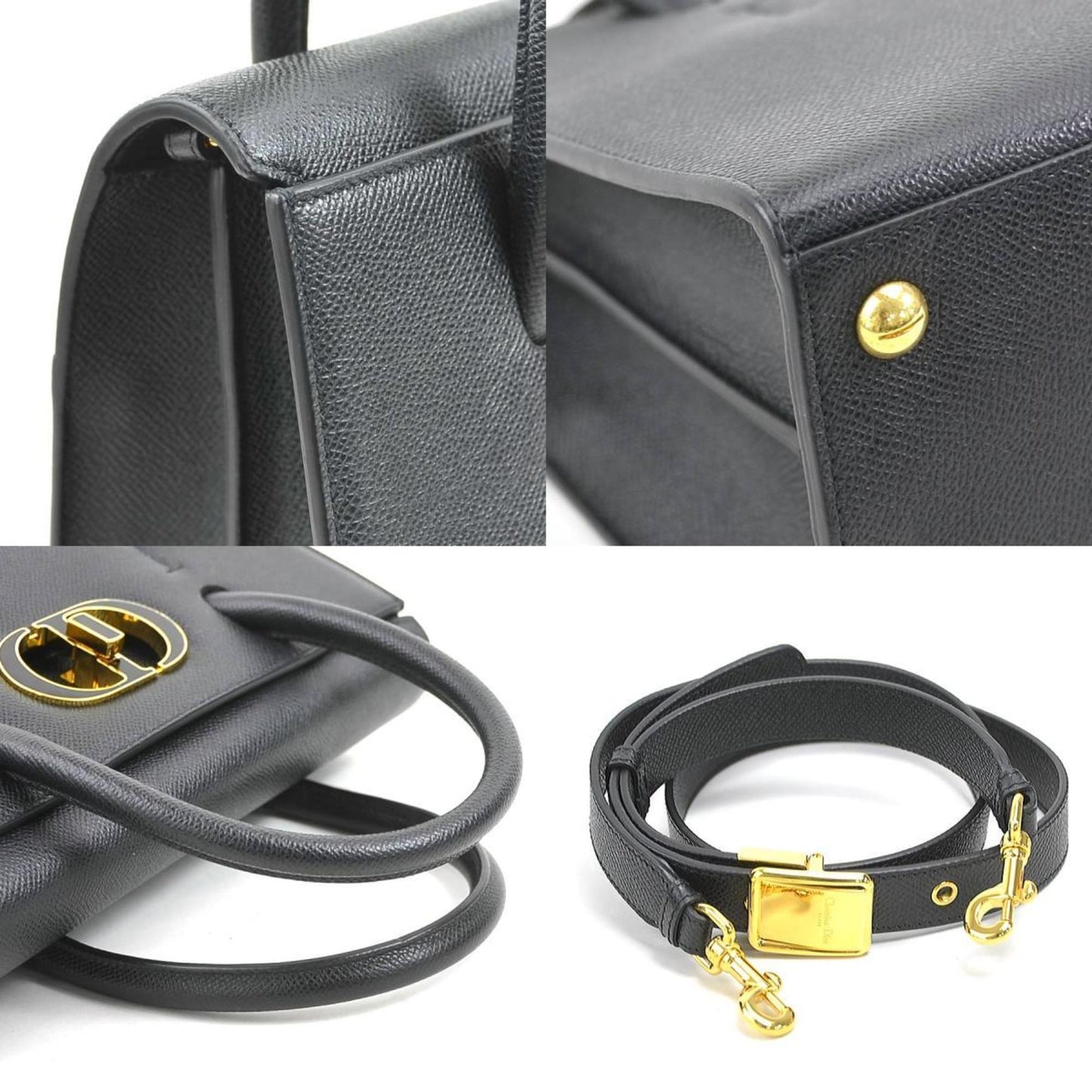 Christian Dior Black Leather Handbag Shoulder Bag Style 6