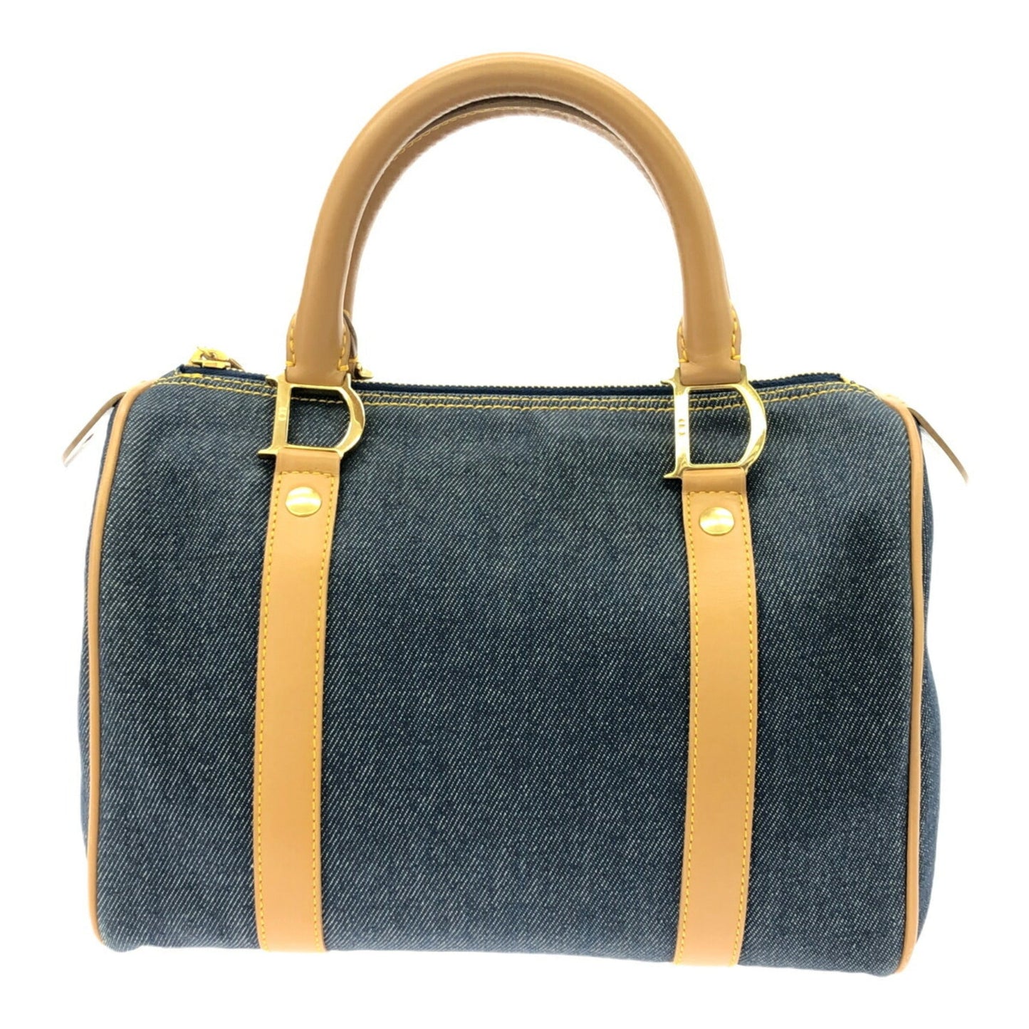 Christian Dior Blue Cotton Leather Boston Bag