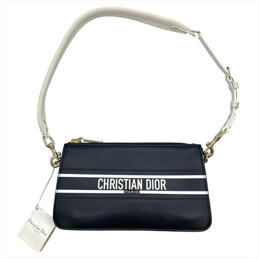Christian Dior Navy Leather Shoulder Bag Leather