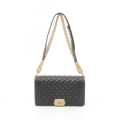 Chanel Boy Chanel Matelasse Shoulder Bag, Lambskin, Women's, Black, A67086
