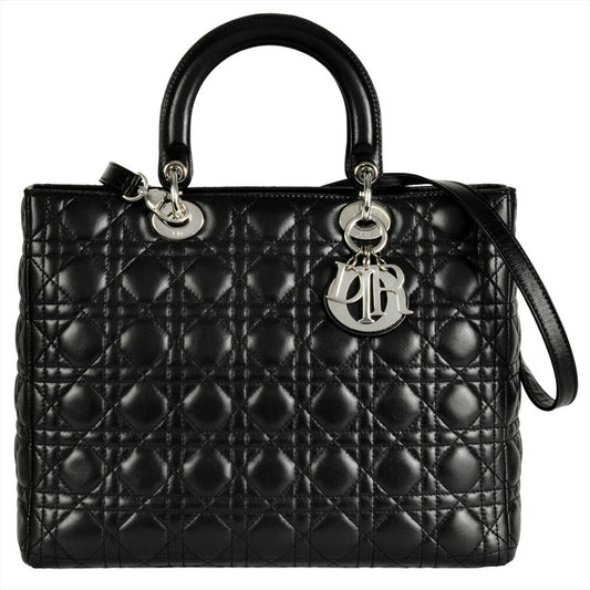 Christian Dior Lady Dior Black Leather Handbag Style 2