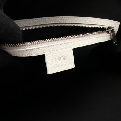 Christian Dior Beige White Canvas Leather Boston Bag