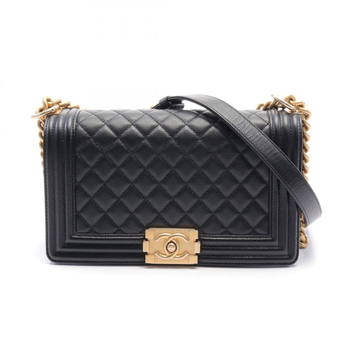 Chanel Boy Chanel Matelasse Shoulder Bag Caviar Skin Women's Black