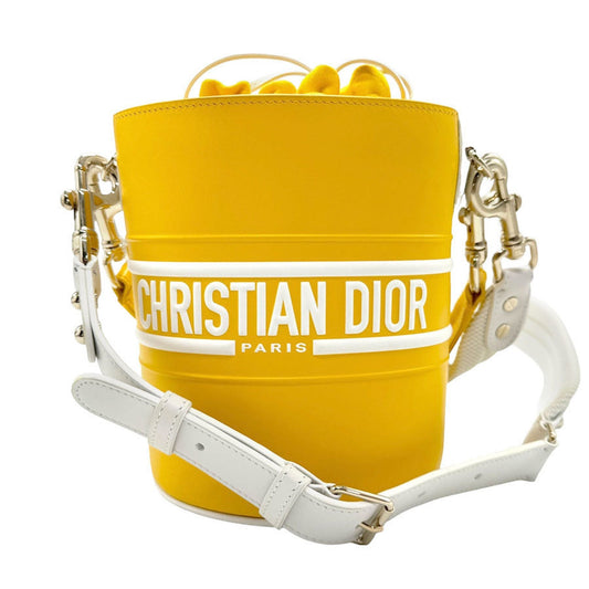 Christian Dior Yellow Leather Handbag Shoulder Bag Leather