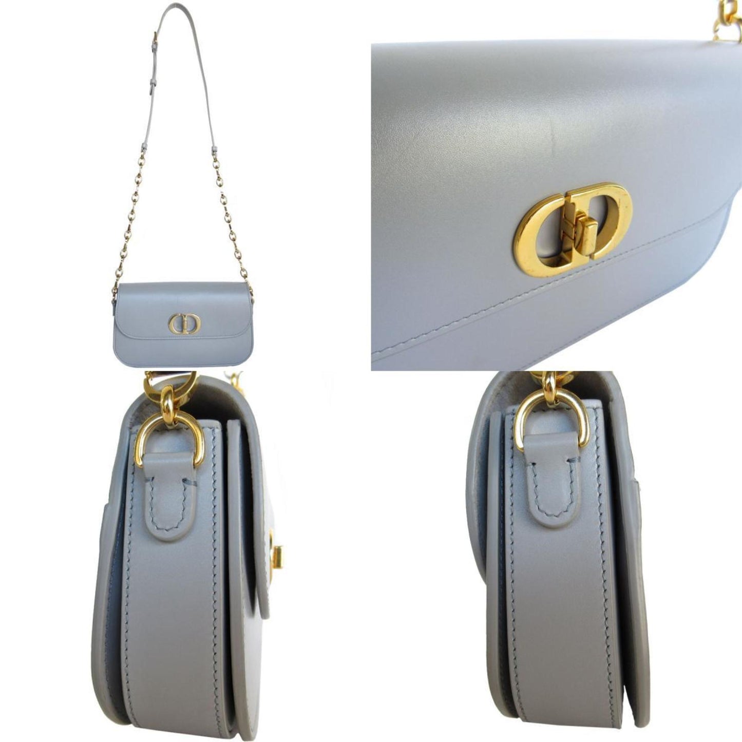 Christian Dior Gray Leather Shoulder Bag Style 9
