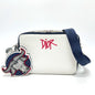 Christian Dior Navy White Leather Shoulder Bag