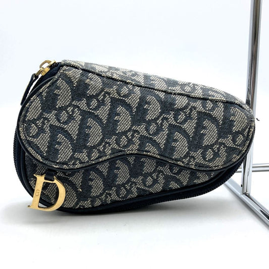 Christian Dior Navy Canvas Pouch