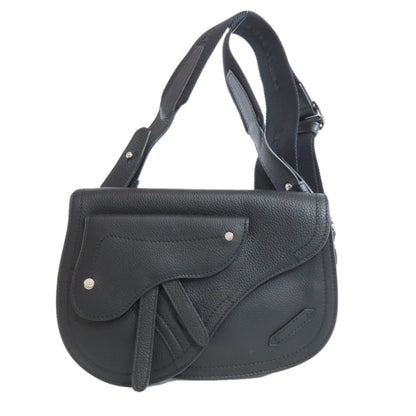 Christian Dior Black Leather Shoulder Bag Style 30