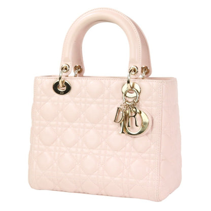 Christian Dior Lady Dior Pink Leather Handbag Shoulder Bag Leather