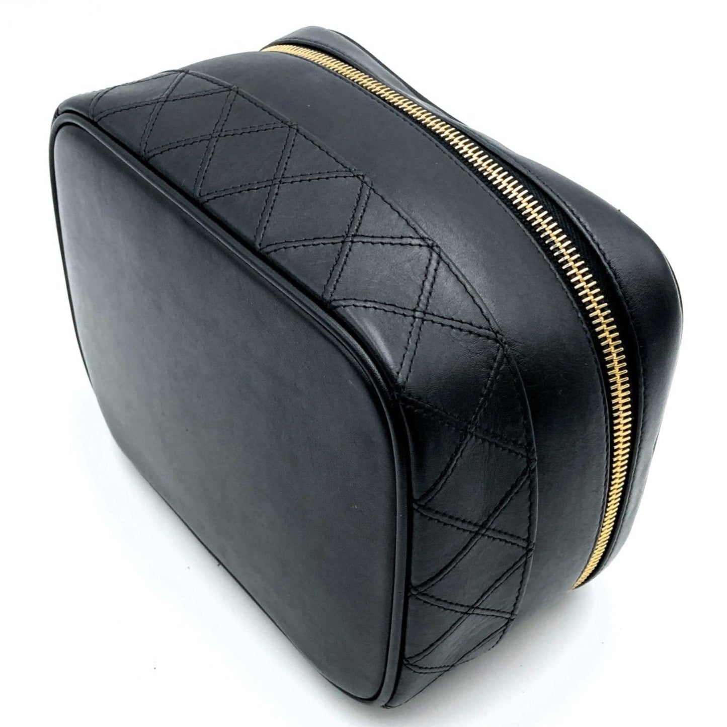 Chanel Bicolor Vanity Bag, Cosmetic Pouch, Coco Mark, Black, Lambskin, Leather, Women's