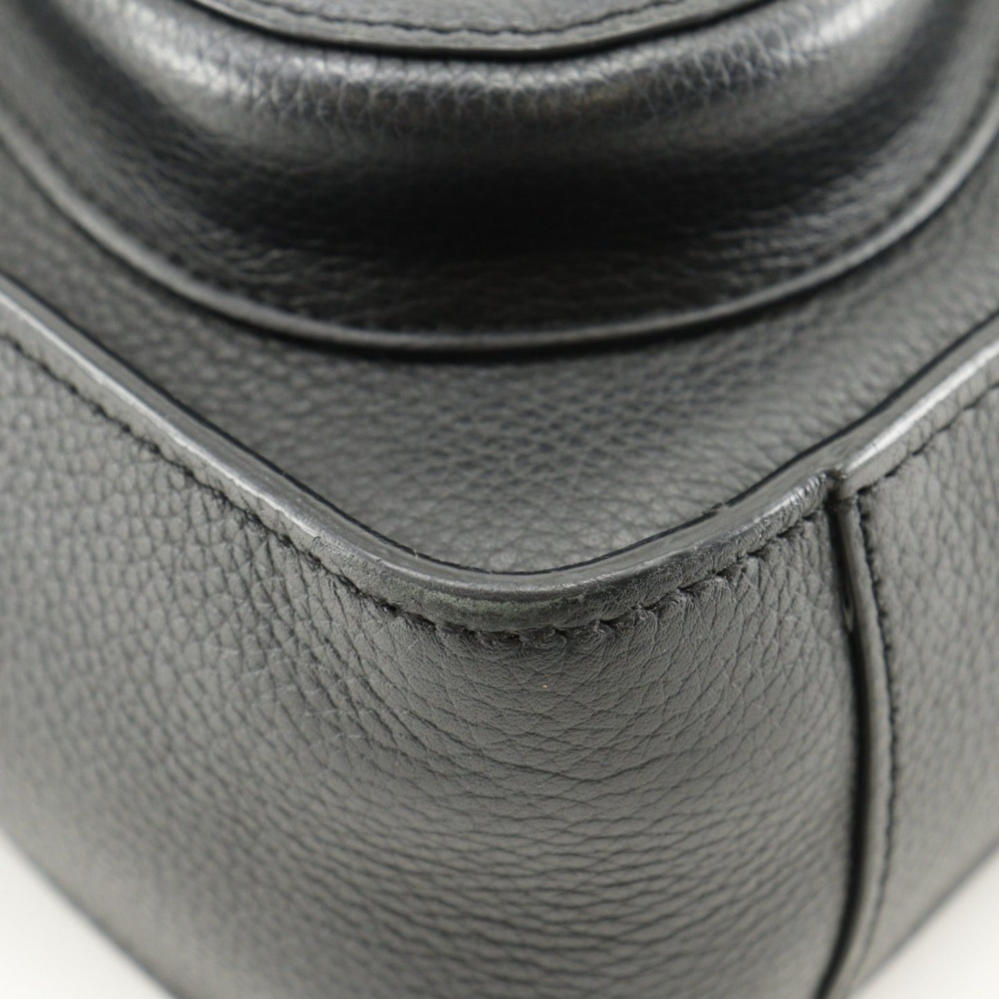 Christian Dior Black Leather Handbag Shoulder Bag Tote Bag Leather