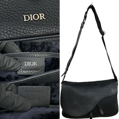 Christian Dior Black Leather Shoulder Bag Style 23