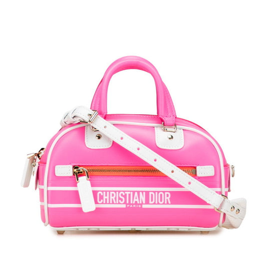 Christian Dior Pink White Leather Handbag