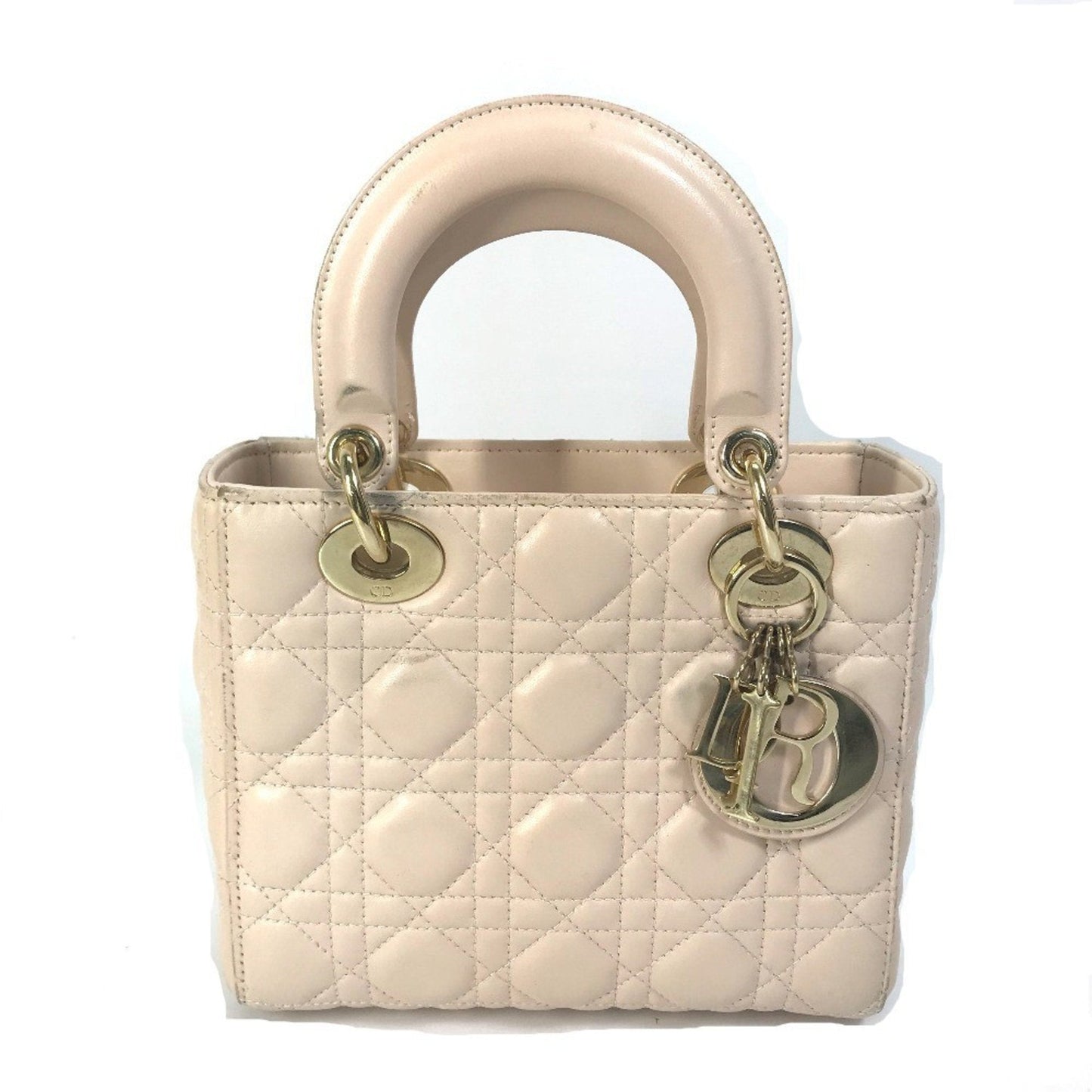Christian Dior Pink Beige Leather Handbag Shoulder Bag