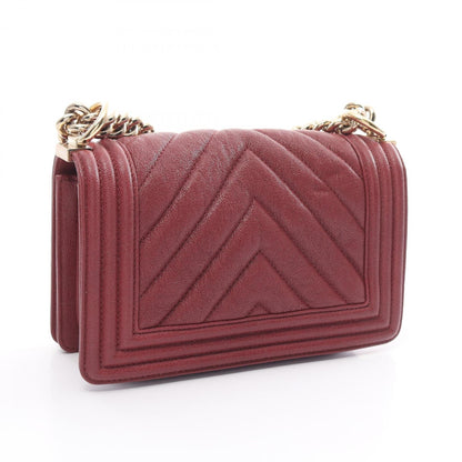 Chanel Boy Chanel V-stitch shoulder bag, caviar skin, women's, bordeaux