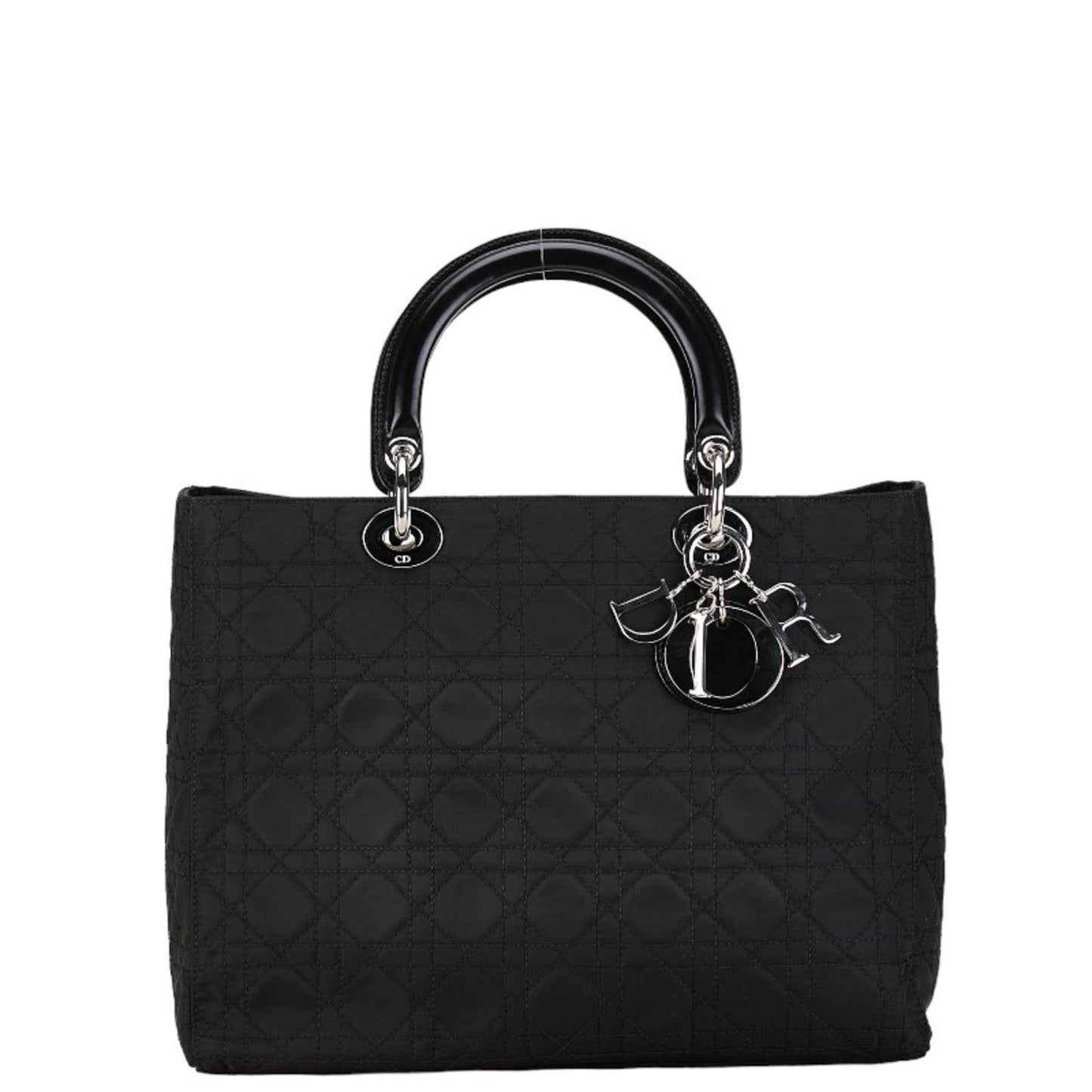 Christian Dior Black Cotton Leather Handbag Pochette Pouch Shoulder Bag