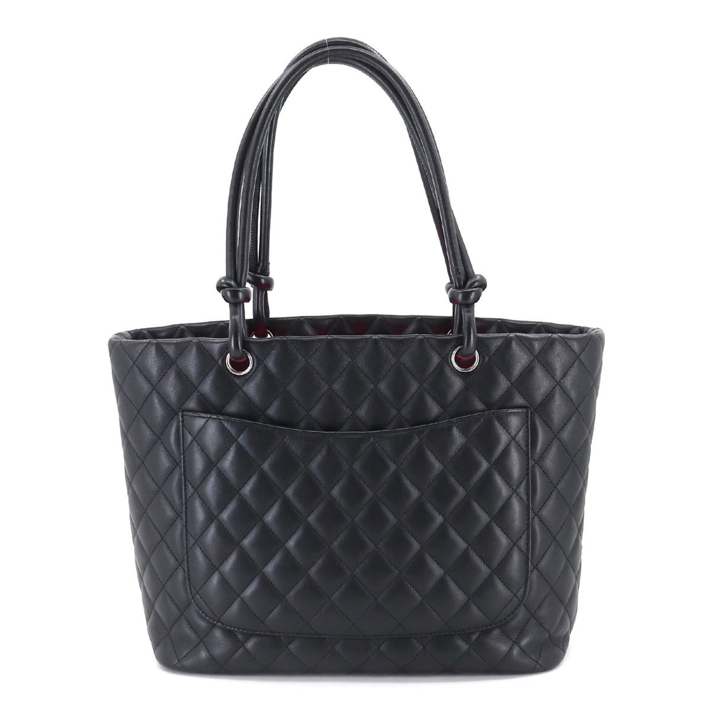 Chanel Cambon Line Large Tote Bag Leather Enamel Black A25169