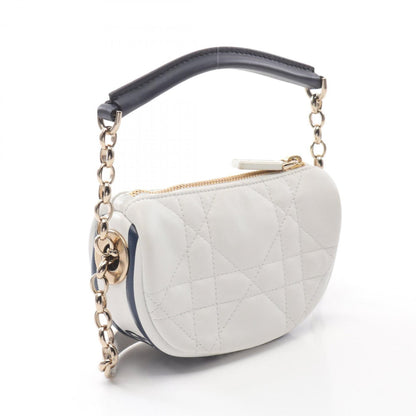 Christian Dior Navy White Leather Shoulder Bag Leather