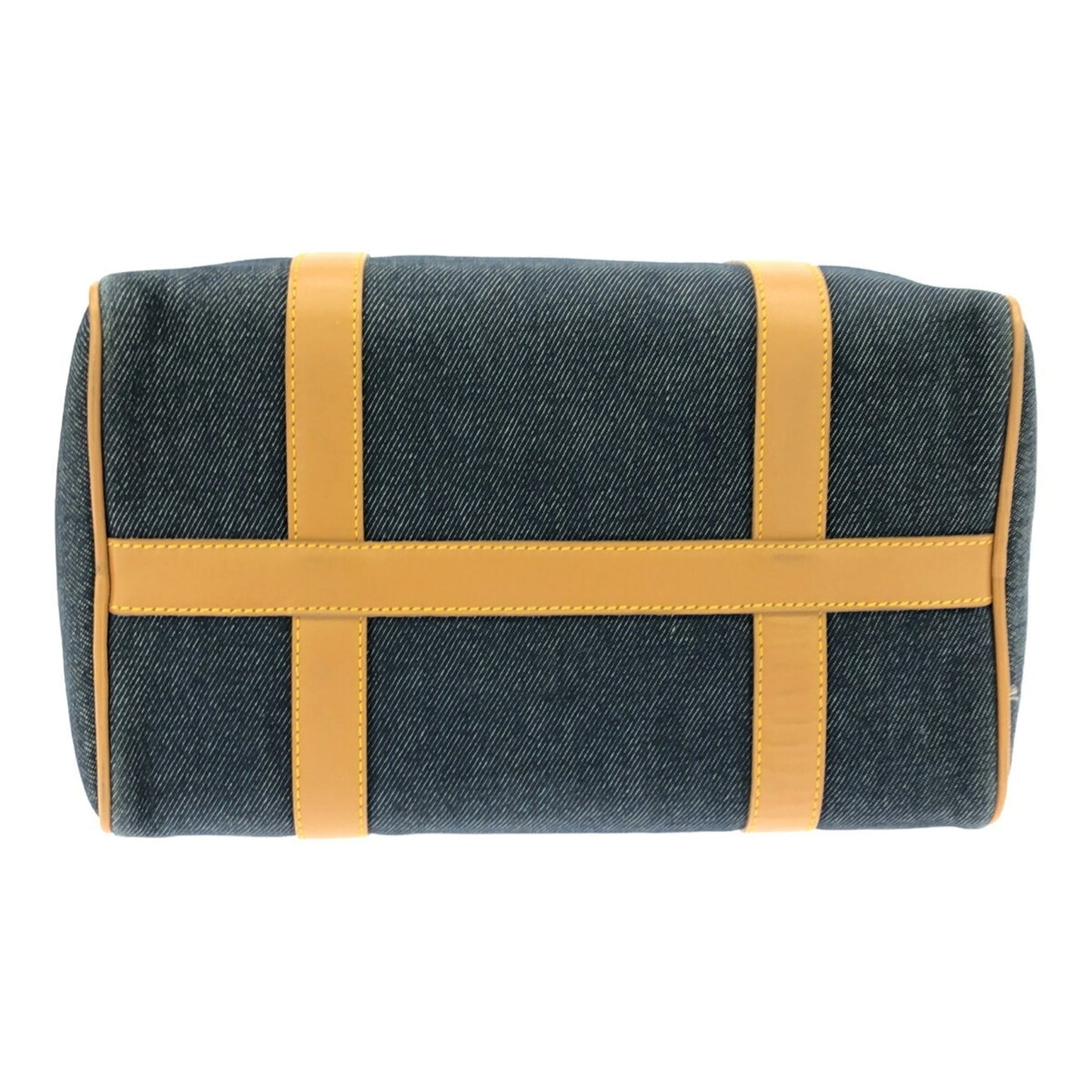 Christian Dior Blue Cotton Leather Boston Bag