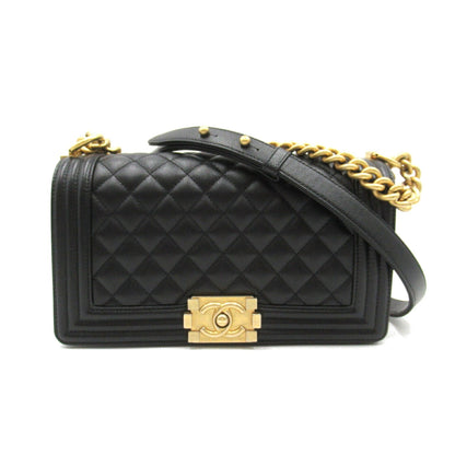 Chanel Boy Chanel Chain Shoulder Bag, Caviar Skin (Grained Calf), Women's, Black, A67086