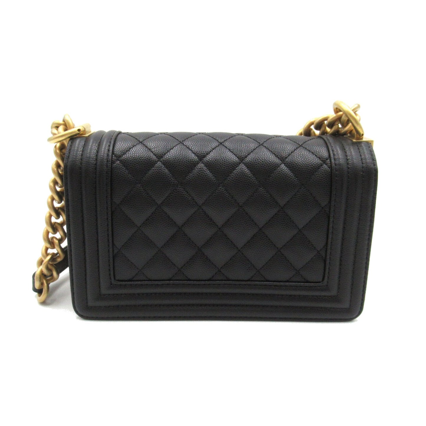 Chanel Boy Chanel ChainShoulder Black Caviar Skin (Grained Calf) A67085