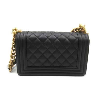 Chanel Boy Chanel ChainShoulder Black Caviar Skin (Grained Calf) A67085