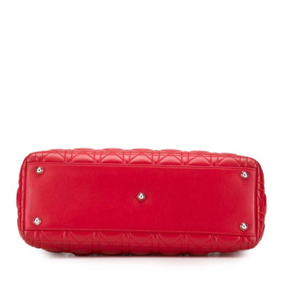 Christian Dior Lady Dior Red Color Leather Handbag Shoulder Bag Leather