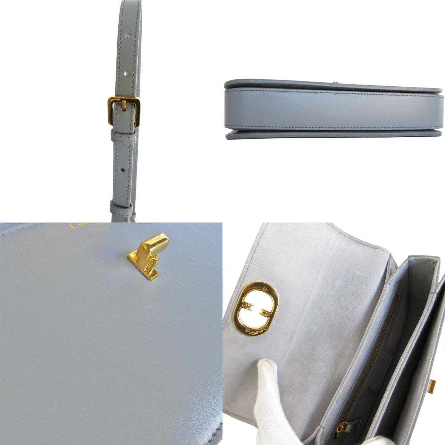 Christian Dior Gray Leather Shoulder Bag Style 9