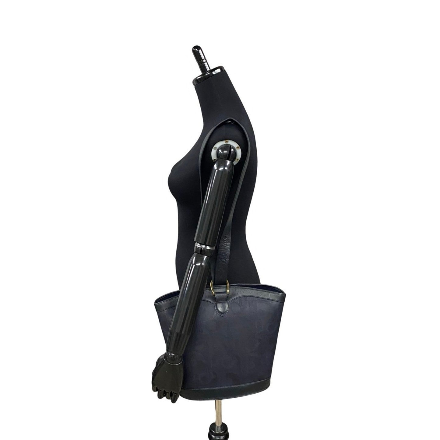 Christian Dior Navy Leather Pvc Shoulder Bag Tote Bag