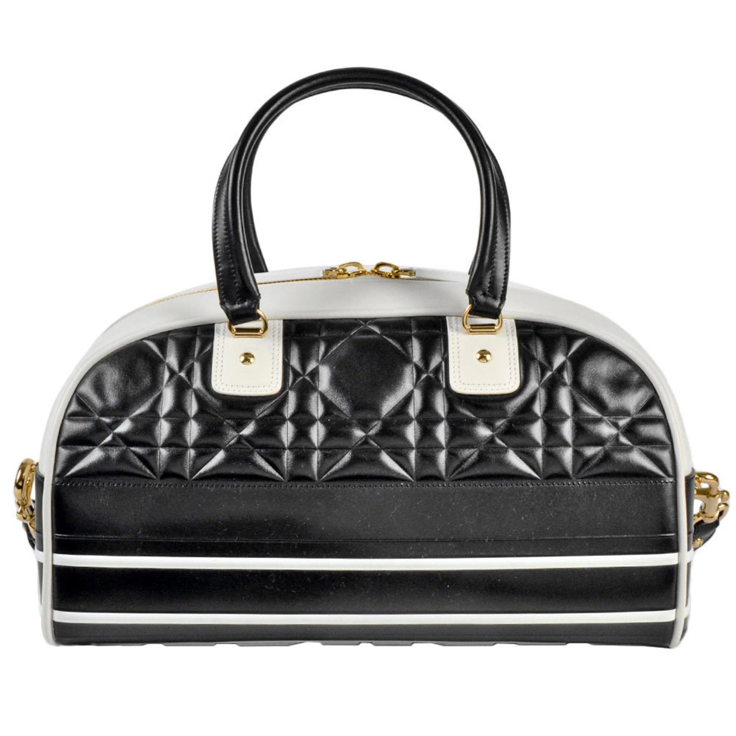 Christian Dior Black White Leather Handbag Style 4