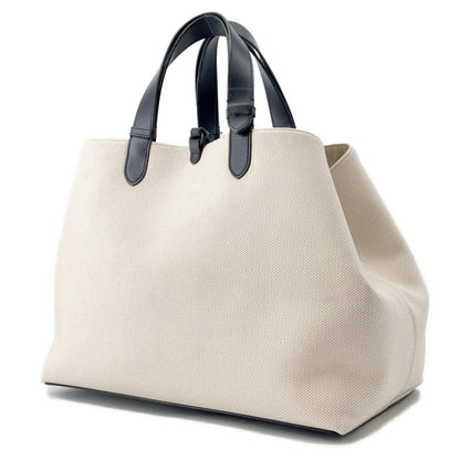 Christian Dior Black Ivory Canvas Leather Tote Bag