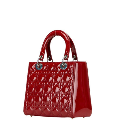 Christian Dior Lady Dior Red Color Patent Leather Handbag Shoulder Bag Leather