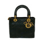 Christian Dior Black Leather Handbag Tote Bag Leather
