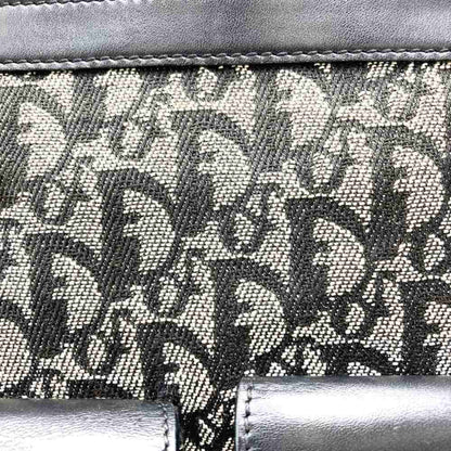 Christian Dior Black Canvas Leather Handbag Tote Bag Leather