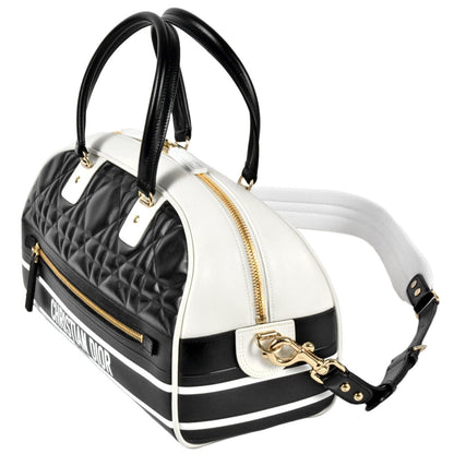Christian Dior Black White Leather Handbag Style 4