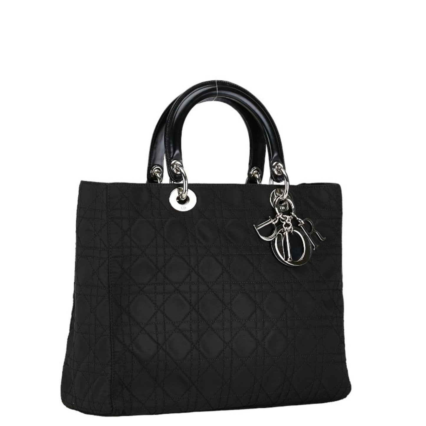 Christian Dior Black Cotton Leather Handbag Pochette Pouch Shoulder Bag