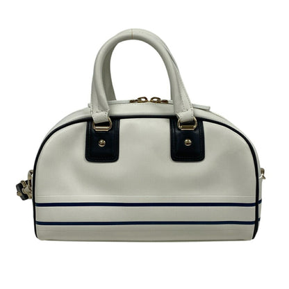 Christian Dior Navy White Leather Handbag Leather